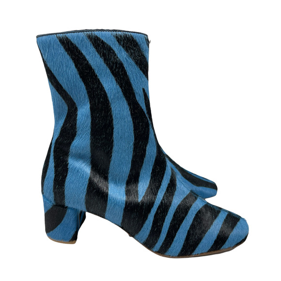 NWT by Far Blue Sophia Zebra Print Pony Hair Boot EU 37 US 6.5 or 7 - Picture 3 of 12